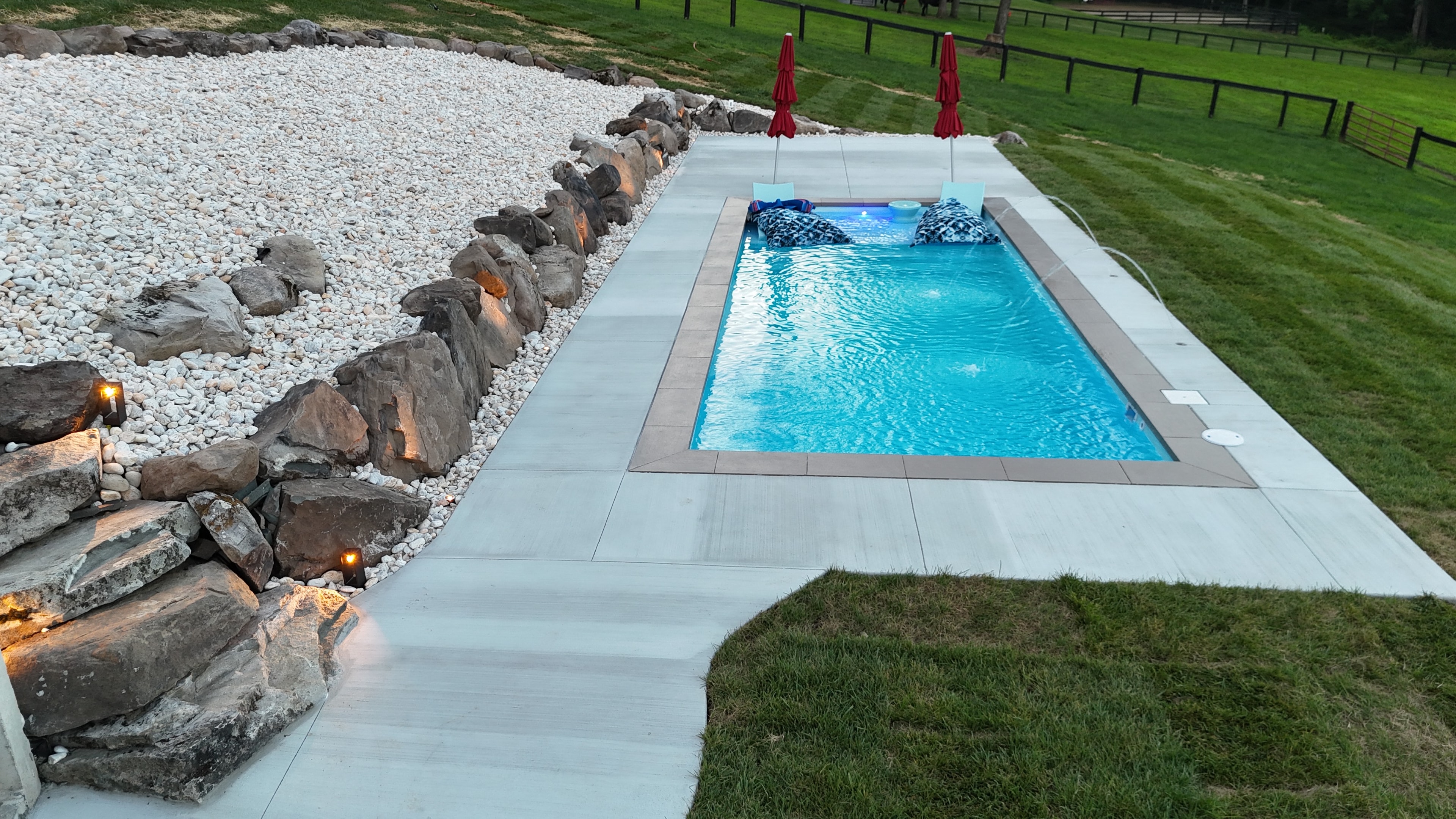 Hillside Retreat — pool with illuminated border