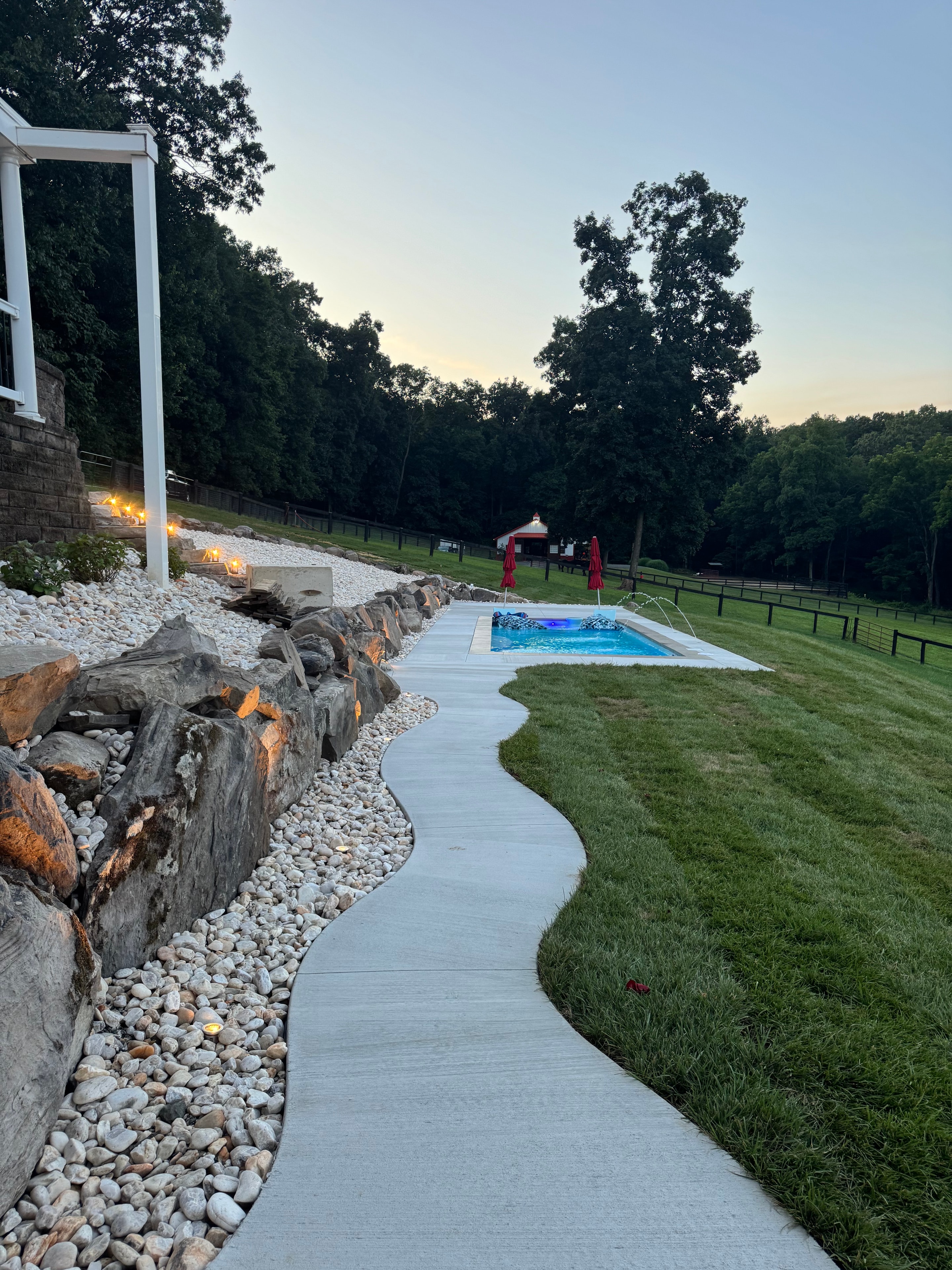 Hillside Retreat — wide patio view