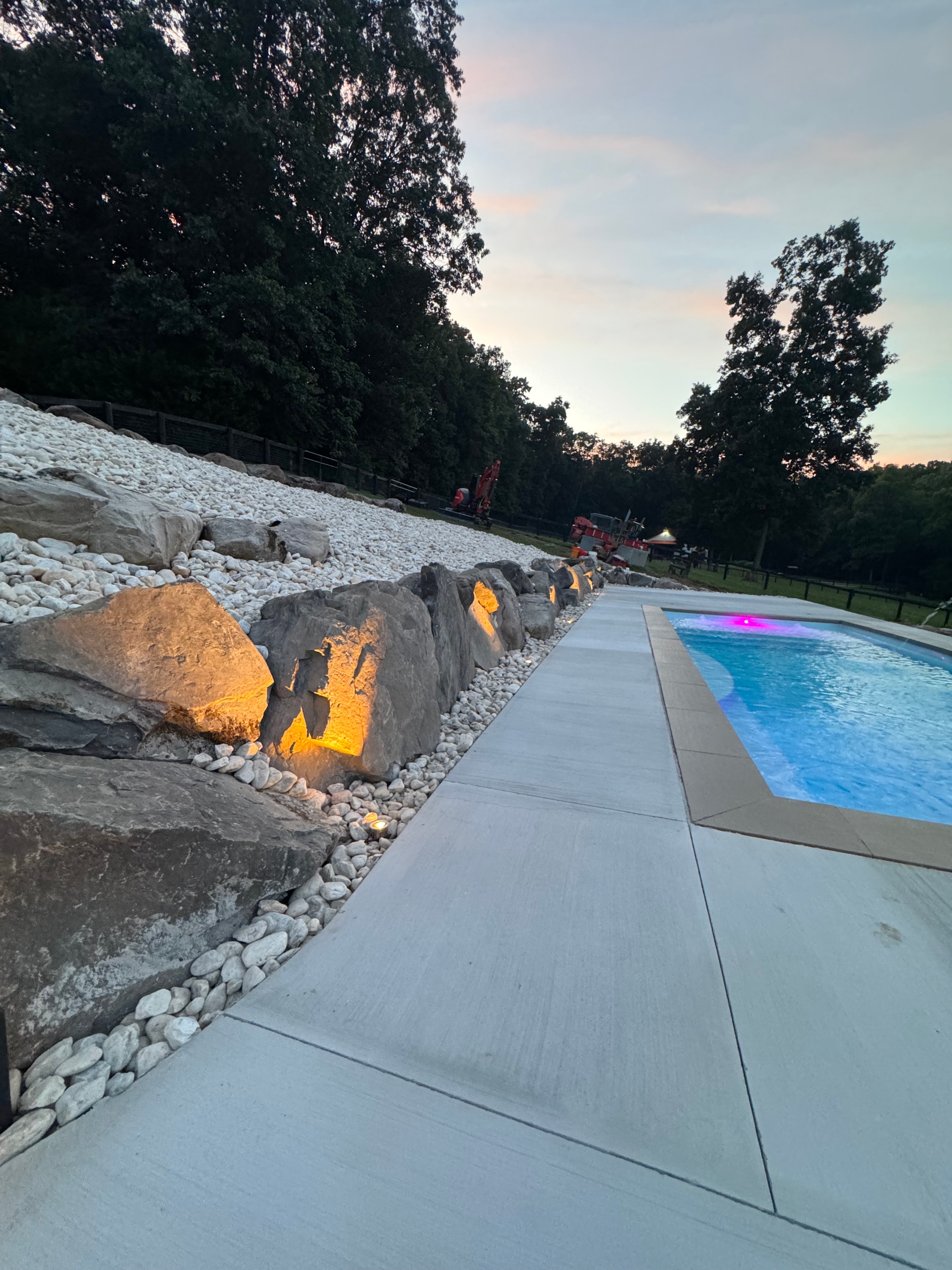 Hillside Retreat — rock border detail